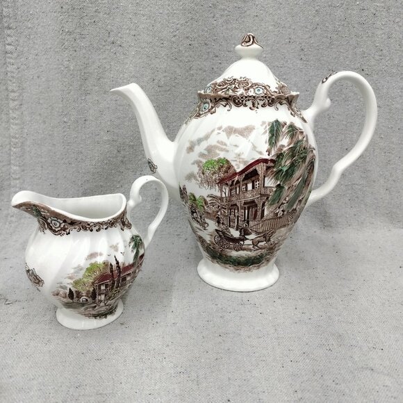 VTG Johnson Brothers Heritage Hall Coffee Pot Creamer French Provincial 4411